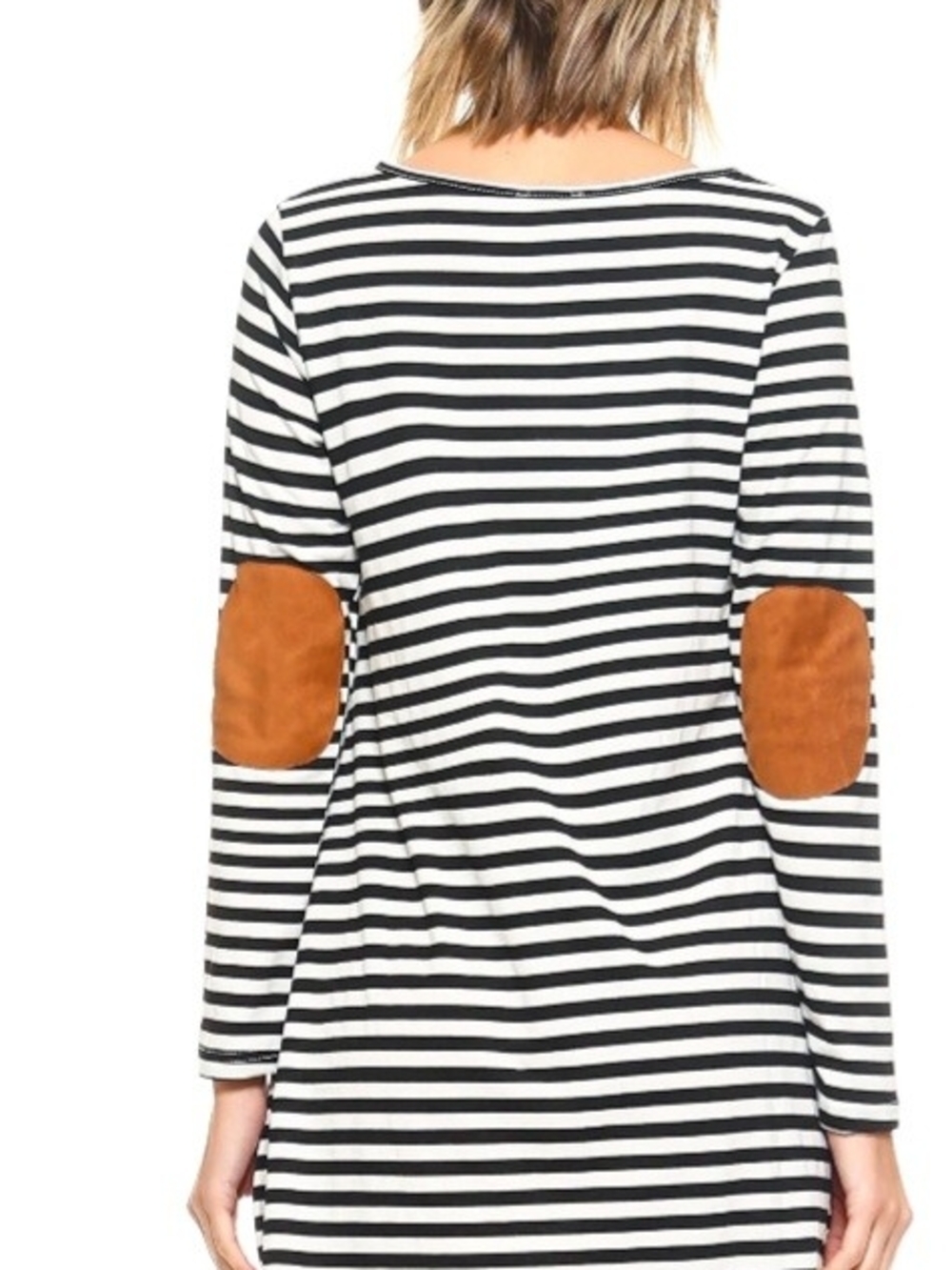 Yelete Striped Patched Elbow Dress